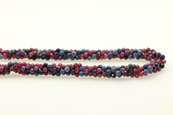 Ruby & Sapphire, Natural, Faceted Round, 4mm, One Strand