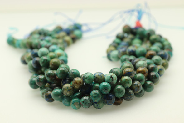 Chrysocolla, Azurite, Chinese, Smooth Round, 10mm, One Strand