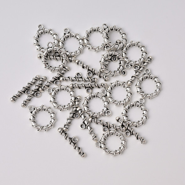 Toggle, 20x16x3mm bar is 23x6mm at loop, Antique Silver Metal Alloy, 8 sets