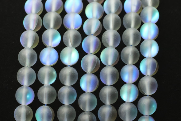 Glowing Glass, Blue Grey 1/2 AB Matte, 8mm