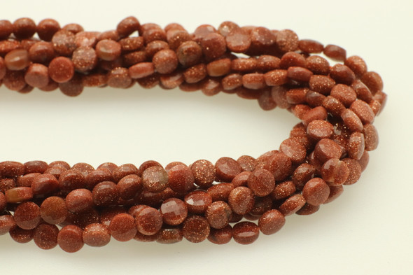 Goldstone, Glass, Faceted Coin, 4mm