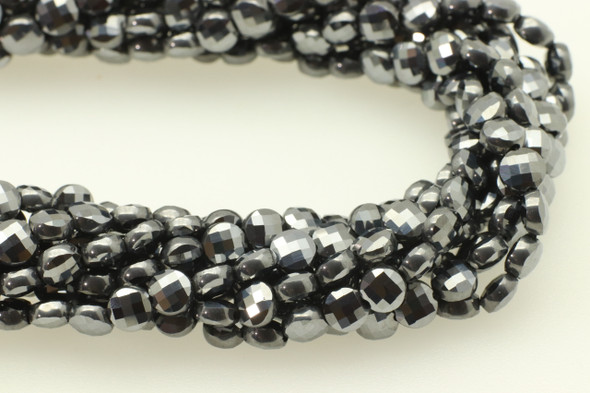 Terahertz, Manmade, Faceted Coin, 4mm, One Strand