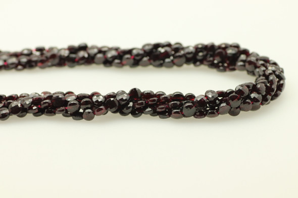 Garnet, Natural, Faceted Coin, 6mm, One Strand