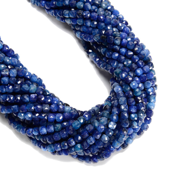 Kyanite, Stabilized, Faceted Cube, 4mm, One Strand