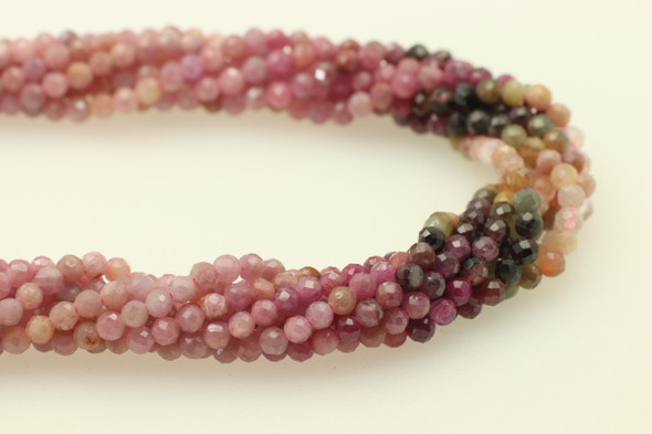 Sapphire, Mixed, Faceted Round, 3mm, One Strand