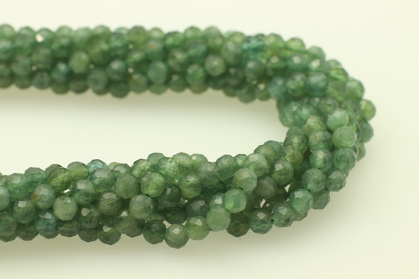 Tourmaline, Indicolite, Natural, Faceted Round, 4mm, One Strand