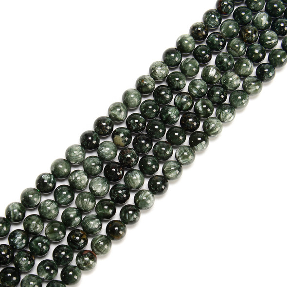 8mm, Seraphinite, Natural, Smooth Round Beads