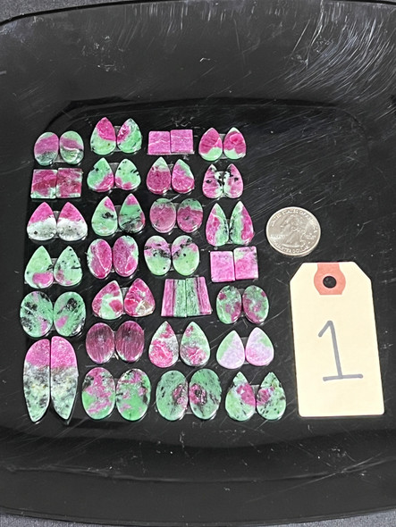 Ruby Zoisite, Matched Pairs, Cabochons, Pick Lot You Like, 100 Grams