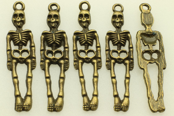 Hanging Skelton, 39x9x2mm, Antique Bronze Plated (Metal Alloy), approx 12 per bag