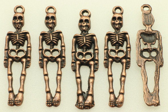 Hanging Skelton, 39x9x2mm, Antique Copper Plated (Metal Alloy), approx 12 per bag
