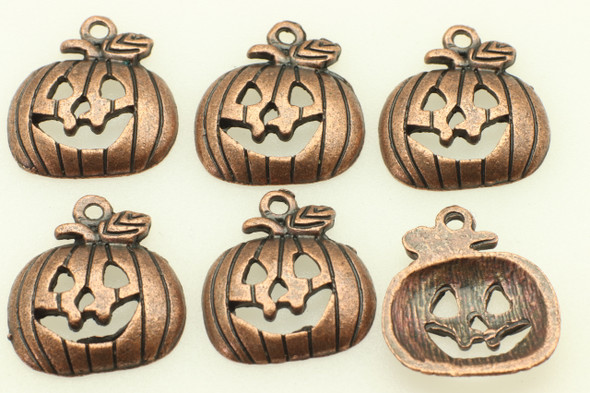 Pumpkin, 18x16x3mm, Antique Copper Plated (Metal Alloy), approx 12 per bag