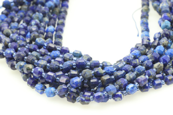 Lapis, Natural, Faceted Off Round, 6mm, One Strand