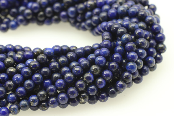 4mm, Lapis, Dyed, Smooth Round Beads