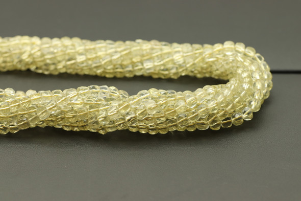 Lemon Quartz, Heated, Faceted Cube, 4mm, One Strand