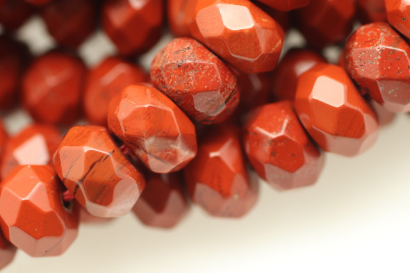 Jasper, Red, Natural, Faceted Rondelle, 8x5mm, One Strand