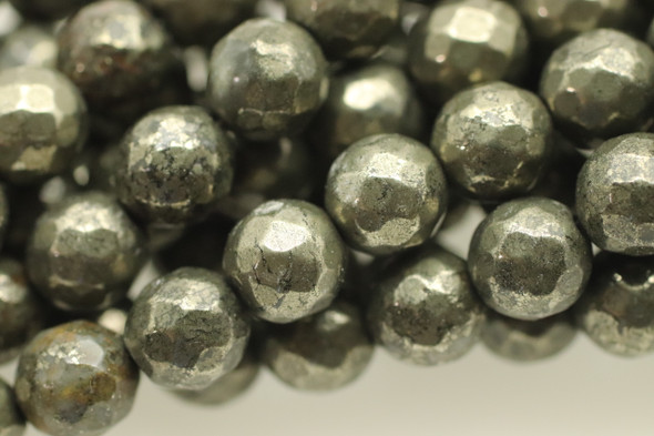 Pyrite, Natural, Faceted Round 4mm Strand