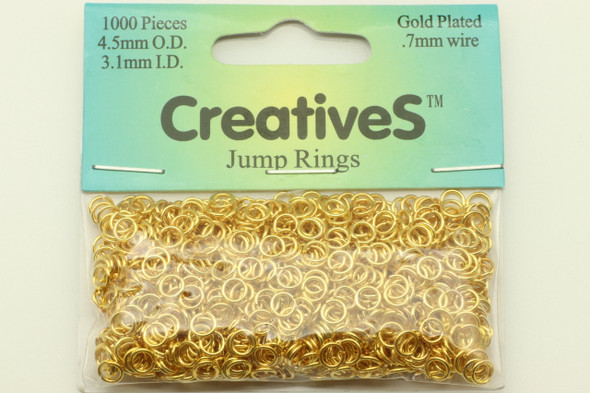 Open Jump Ring, 4.50mm, 21 Gauge, Gold Plated, approx. 1000 pc