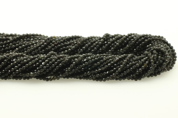 Obsidian, Black, Natural, Faceted Round, 3mm, One Strand