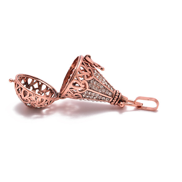Cage, Crystal Drop, Copper Plated Metal Alloy, Pendant, 50x21.5mm