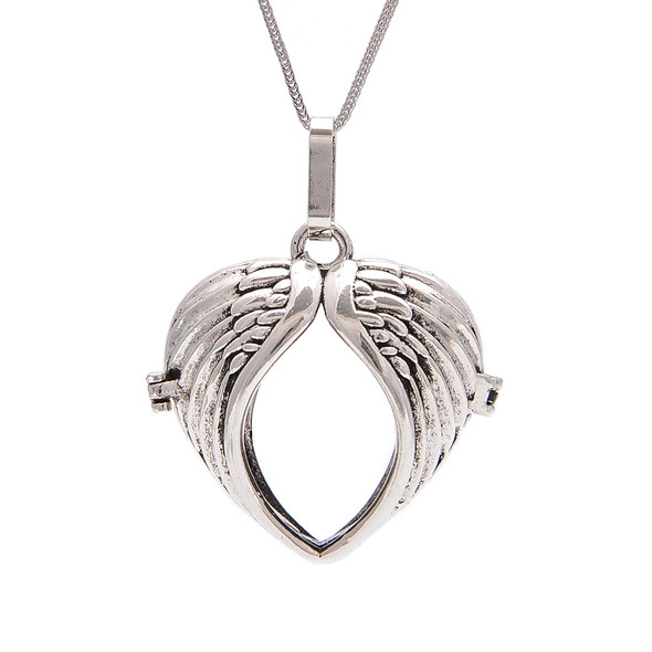 Cage, Spread Wings, Silver Plated Metal Alloy, Pendant, 32x32x16mm