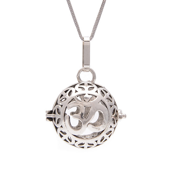 Cage, Round OHM, Silver Plated Metal Alloy, 23x20mm Pendant
