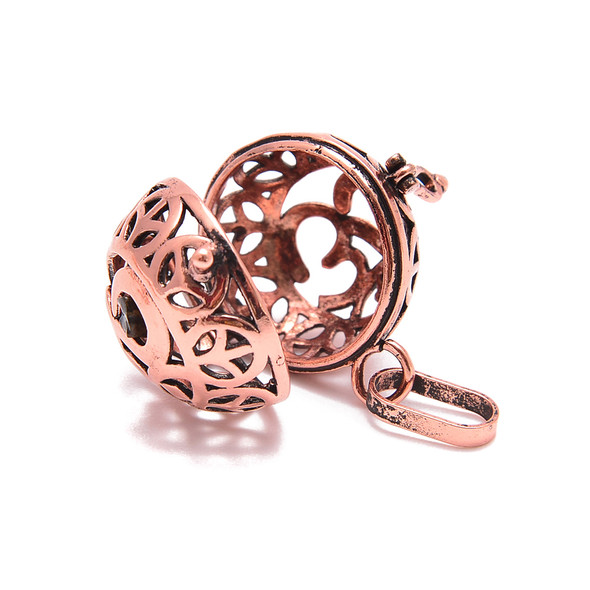 Cage, Round OHM, Copper Plated Metal Alloy, Pendant, 23x20mm