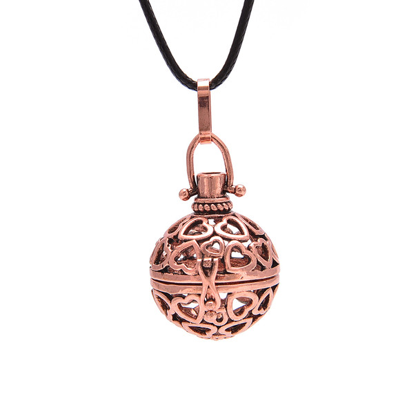 Cage, Round Heart Design, Cooper Plated Metal Alloy, Pendant, 32x24mm