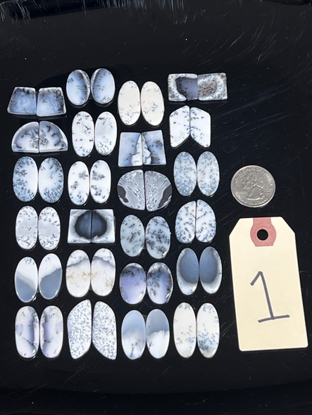 Dendritic Opal, Matched Pairs, Cabochons