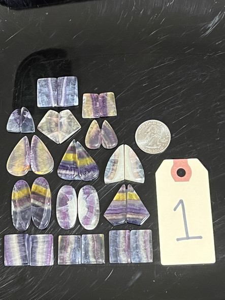 Fluorite, Matched Pairs, Cabochons, Pick Lot You Like, 100 Grams