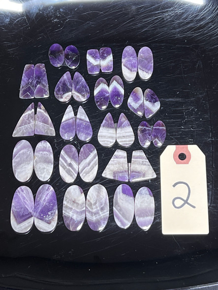 Amethyst, Chevron, Matched Pairs, Cabochons, Pick Lot You Like, 100 Grams