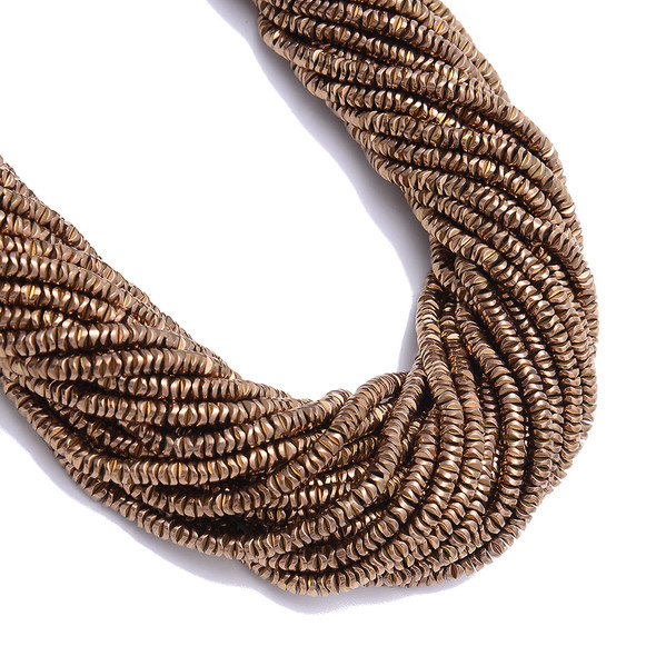 Copper, Shiny, Hematite, Wavy Spacer, Manmade, One 4x1mm Strand