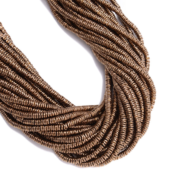 Copper, Shiny, Hematite, Wavy Spacer, Manmade, One 6x1mm Strand