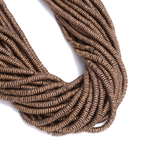 Copper, Matte, Hematite, Wavy Spacer, Manmade, One 6x1mm Strand