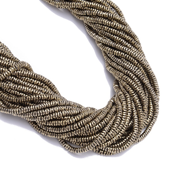 Antique Gold, Shiny, Hematite, Wavy Spacer, Manmade, One 4x1mm Strand