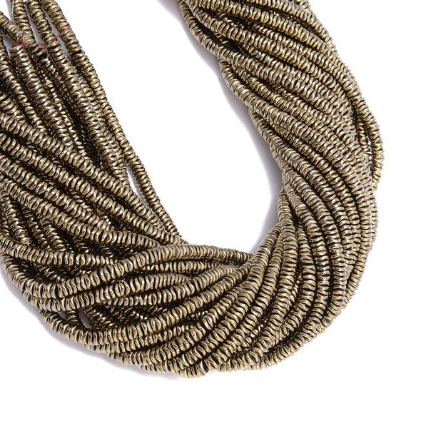 Antique Gold, Shiny, Hematite, Wavy Spacer, Manmade, One 6x1mm Strand