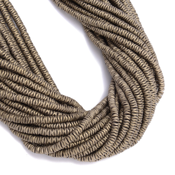 Antique Gold, Matte, Hematite, Wavy Spacer, Manmade, One 6x1mm Strand
