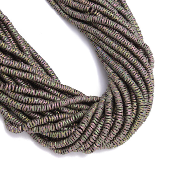 Purple Rainbow, Matte, Hematite Wavy, Spacer, Manmade, One 6x1mm Strand