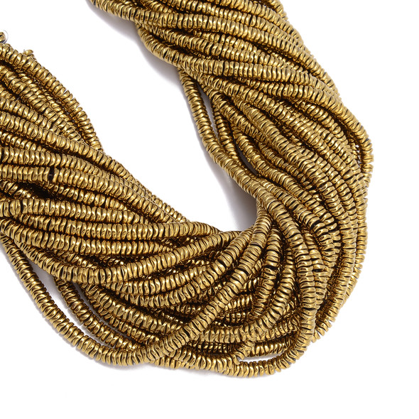 Gold, Shiny, Hematite, Wavy Spacer, Manmade, One 6x1mm Strand