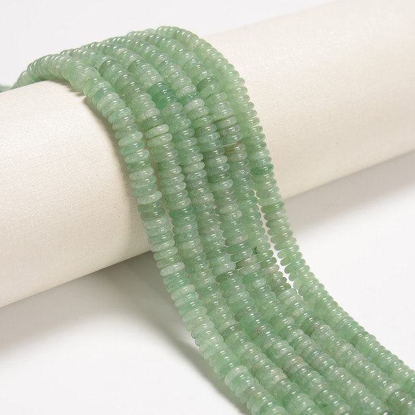 Aventurine, Green, Natural, Rondelle Disk, One 6x2mm Strand