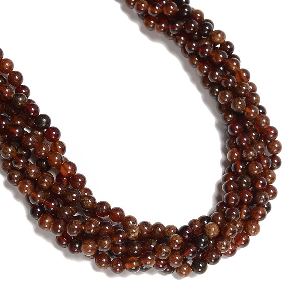 Garnet, Orange, Natural, Smooth Round, 6mm, One Strand