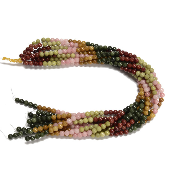 Jade, Mixed, Dyed, Smooth Round, One 6mm Strand