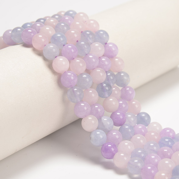 Jadeite, Lavender, Dyed, Smooth Round, One 8mm Strand
