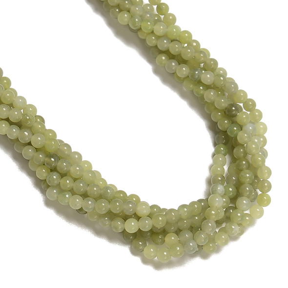 Jade, Light Green, Natural, Smooth Round, Strand, 4mm, One Strand