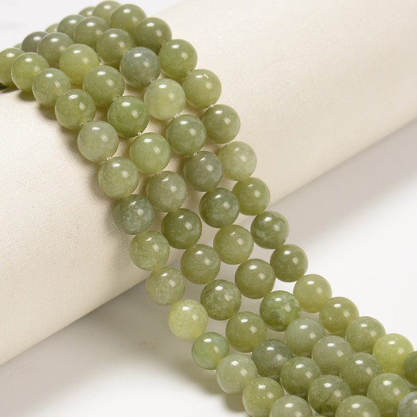 Jade, Light Green, Natural, Smooth Round, Strand, 8mm, One Strand