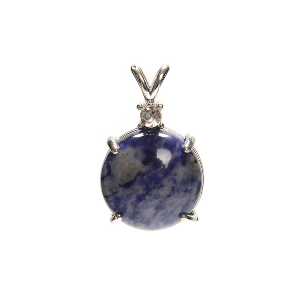 Sodalite, Natural, Round, Pendant with Crystal, 26x16mm
