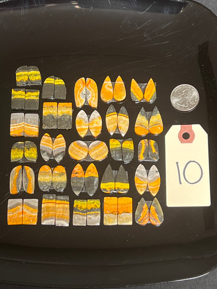 Bumble Bee, "Jasper", Matched Pairs, Cabochons