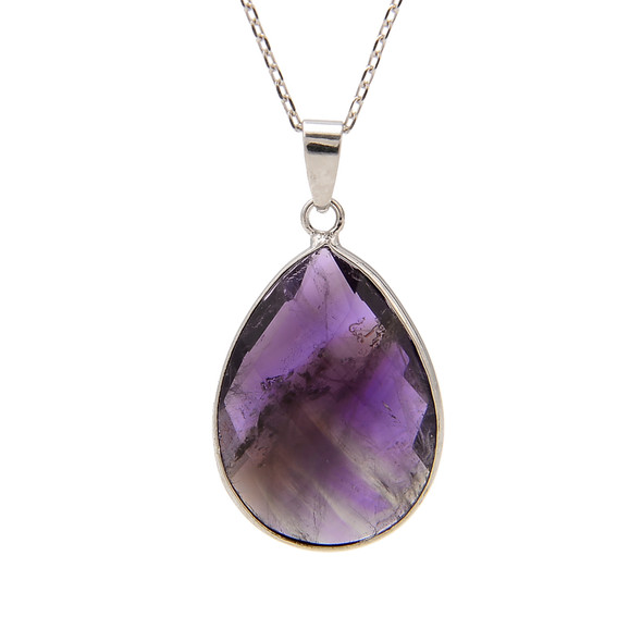 Amethyst, Faceted, Natural, Drop Pendant, 36x20mm