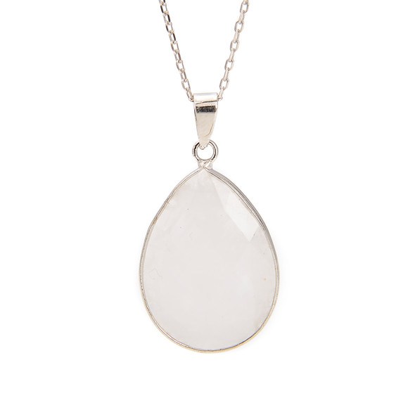 Moonstone, Faceted, Natural, Drop Pendant, 36x20mm
