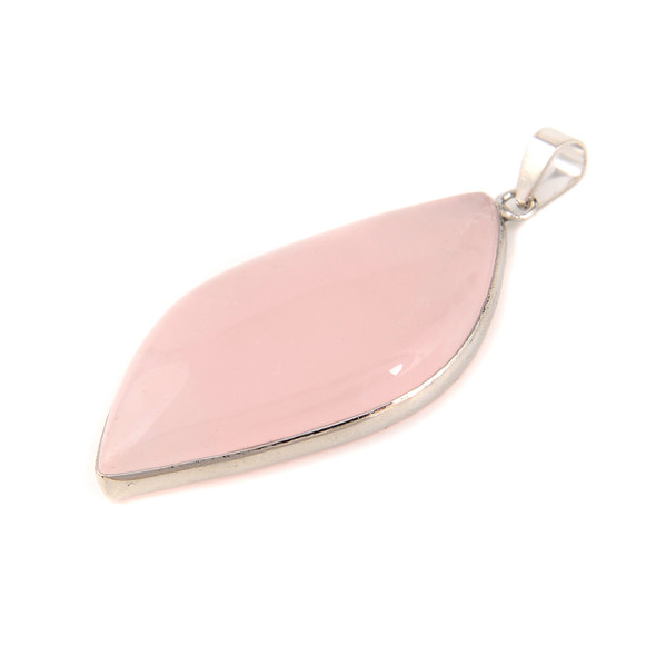 Rose Quartz, Enhanced, Leaf Shape, One Pendant, 42x23mm