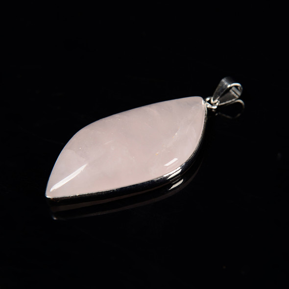 Rose Quartz, Enhanced, Leaf Shape, One Pendant, 42x23mm